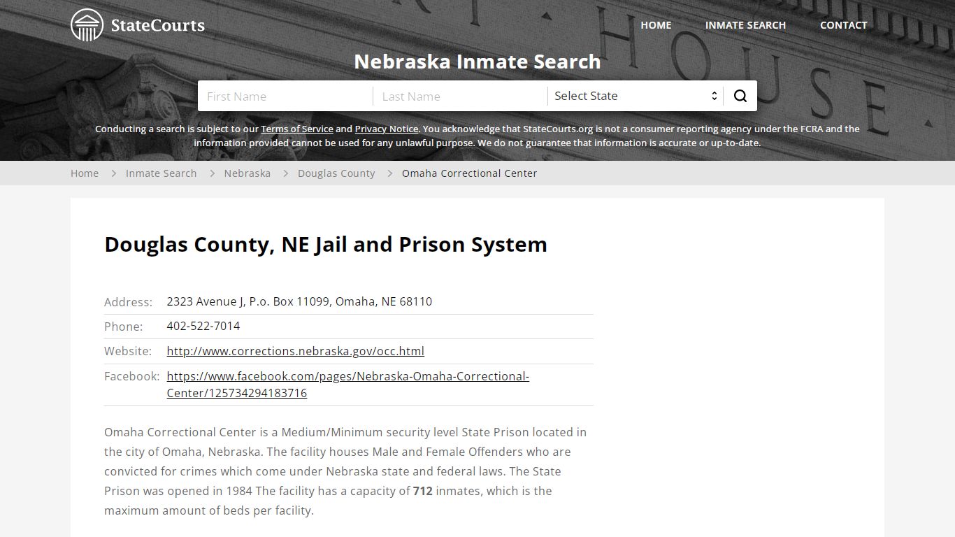 Omaha Correctional Center Inmate Records Search, Nebraska ...