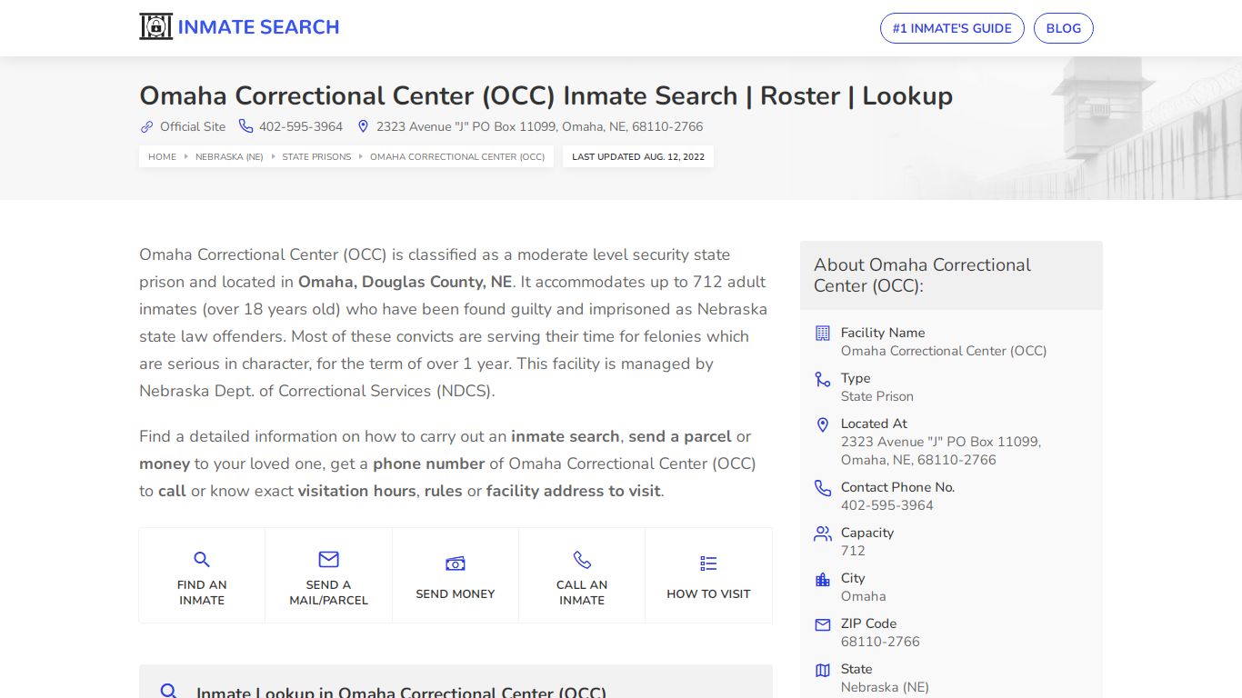 Omaha Correctional Center (OCC) Inmate Search | Roster ...